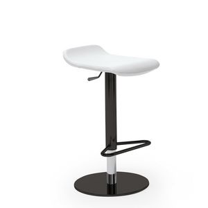 Konga SG, Essential barstool, in leather and steel, for modern kitchens