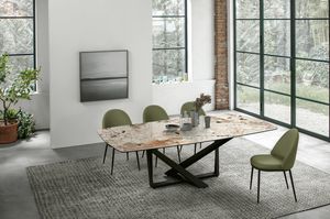 PRIAMO 200 TP170, Modern table with glass top or porcelain Gress