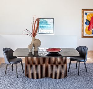 Nest A Double, Contemporary design table with double wooden slat base