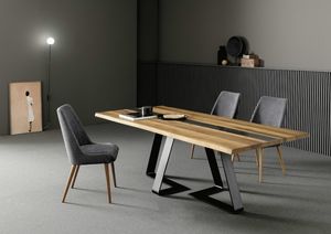 Double, Table with an attractive design, with a steel base