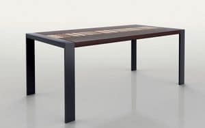 PEGASO 1.8 BC WENGE, Rectangular table, metal frame, wooden top