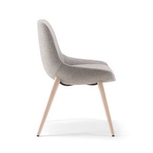 Crystal 02 S, Padded chair with soft lines, wooden legs