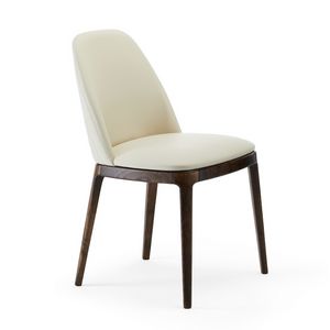 Sofia, Wooden chair, with leather upholstery with rhomboid quilting