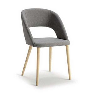 Time Simple chair, Padded wooden chair, with wide and enveloping lines