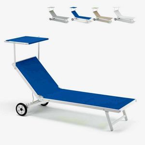 Beach lounger Alabama  AL800LUX, Sun lounger in fabric with canopy, with castors