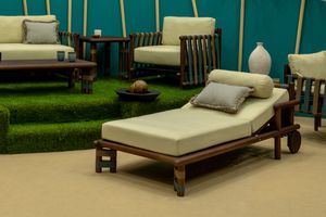 Lignes 0579, Sun lounger in teak wood, with cushions