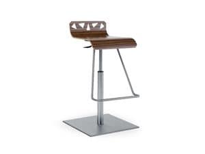 VANITY/GAS, Adjustable stool with footrest in stainless steel