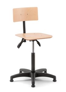Rumba 02, Swivel stool with wooden seat and back