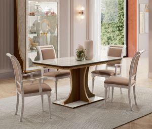 Romantica table, Elegant fixed table with Carrara marble top