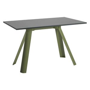 Onda R, Painted metal table, rectangular laminate top