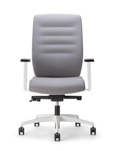Ava White 01, White office chair, padded