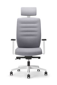 Ava White 01 PT, Office chair with padded back and headrest