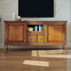 Glamour GLAMO726, TV stand with two doors, 2 drawers and glass flap