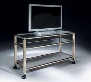 MADISON 3280, TV stand with wheels and glass top, for modern living room