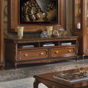 Villa Fascinato VILLAF81, Classic TV cabinet with 18th century foot and curved shoulder