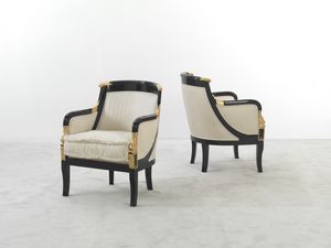 104, Imperial armchair, in striped fabric