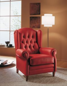 Agata armchair, Leather armchair with capitonn workmanship