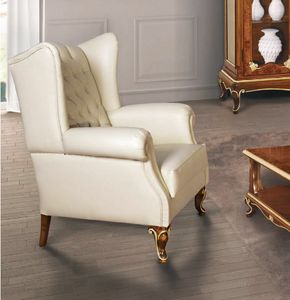 Art. 3054, Bergere armchair in white leather