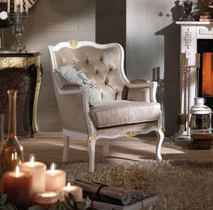Bergere armchair, Lacquered armchair, with gold details