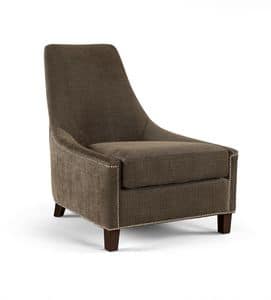 Kira armchair, Elegant armchair, finished with tacks
