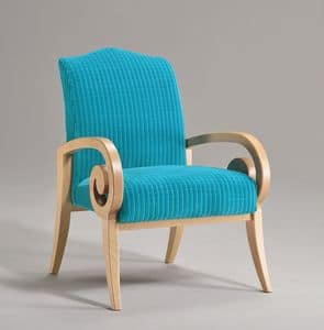 MIRA armchair 8236A, Armchair with beech wood armrests, contemporary classic