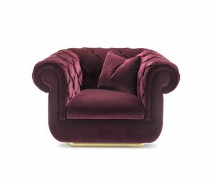 Opera Armchair, Tufted armchair with rounded shapes