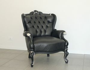 Re Sole leather, Soft leather armchair, vintage effect, in Gothic Art Nouveau style