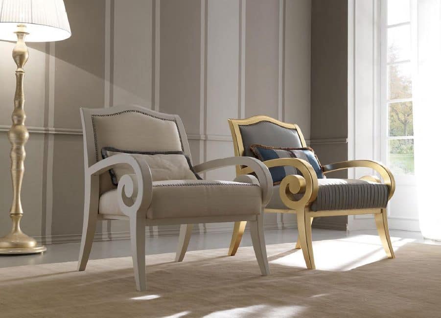 Armchair In Beech Wood With A Classic Contemporary Design For Sitting Room And Reception Idfdesign