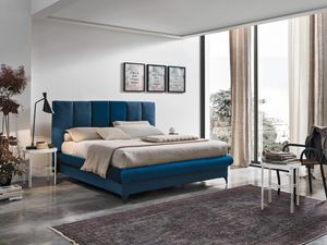 CRETA BD461, Bed with headboard made with vertical cushions