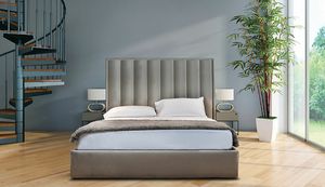 CRYSTAL, Bed with headboard with padded vertical bands