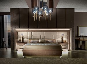 Diamond bed with fitted wall, Bed with large headboard