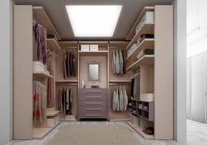 Walk-in closet AK 13, Walk-in closet in a linear style, with mirror