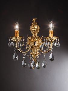 Art. 804/A2, Golden wall lamp, with crystals