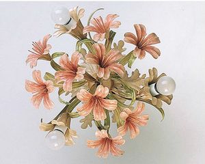 PL.4365/3, Ceiling lamp in glass with floral finishes