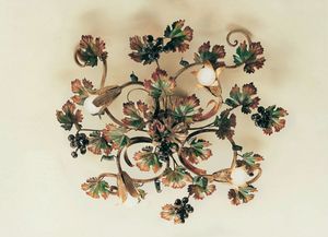 PL.5790/4, Ceiling lamp in wrought iron, autumn decorations