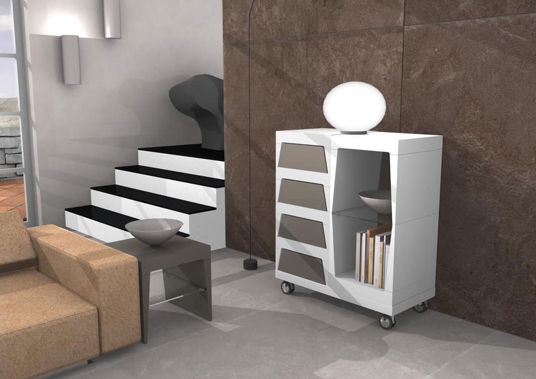 Storage unit with wheels for living room | IDFdesign