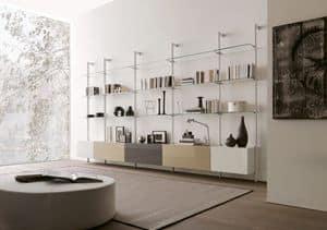 dl300 dublino, Living room furniture in glass and melamine, for modern living
