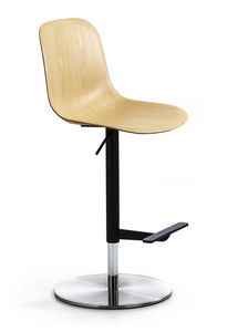 Mni Wood ST-ADJ, Swivel stool with wooden seat