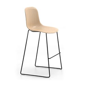 Mni Wood ST-SL, Stackable stool with wooden seat