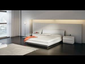 Bed Design 15 - Sally LM1Q Neve, Double bed with wooden base, in simple style
