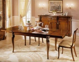 REGINA NOCE / Rectangular table, Extendible wooden table, for Traditional dining rooms