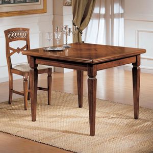 Table RAFFA513, Extendable table with book opening, herringbone inlay