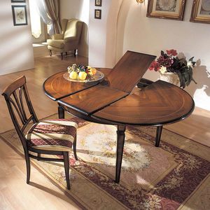 Table RAFFA520, Round walnut table, extendable