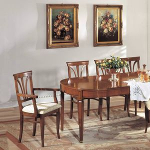 Table RAFFA529, Oval walnut table, extendable, with tips