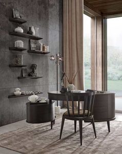 Maracan desk, Oval desk with drawers, in black Canaletto